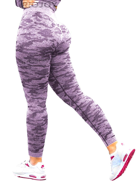 RIOJOY Damskie moro bezszwowe legginsy do biegania siłownia trening wysoka talia spodnie do jogi topy do jogi (sprzedawane oddzielnie)