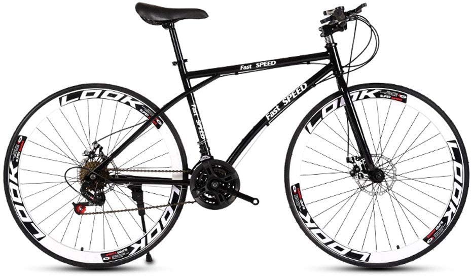 L.BAN Rower szosowy dla mężczyzn i kobiet, rower 24-biegowy rower 66 cm, tylko dla dorosłych, rama ze stali wysokowęglowej, rower szosowy podwójny hamulec tarczowy samochód wyścigowy, koła rower szosowy podwójny hamulec tarczowy, czarny