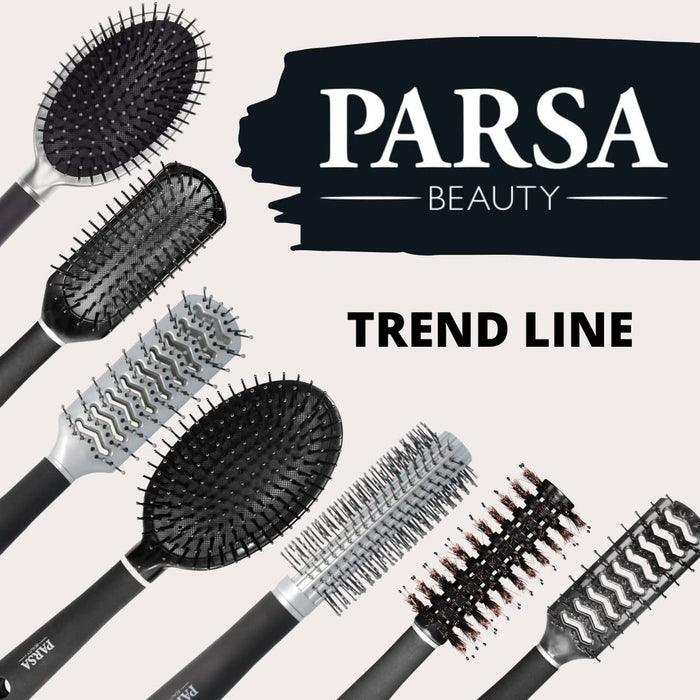 PARSA Trend Line szczotka do włosów owalna (srebrna) z pinkami z tworzywa sztucznego – uniwersalna szczotka do włosów do codziennej stylizacji włosów – szczotka do włosów bez szarpania