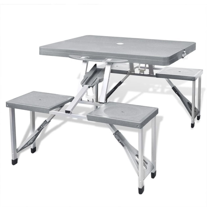 vidaXL Zestaw kempingowy stół+krzesła aluminium kolor szary