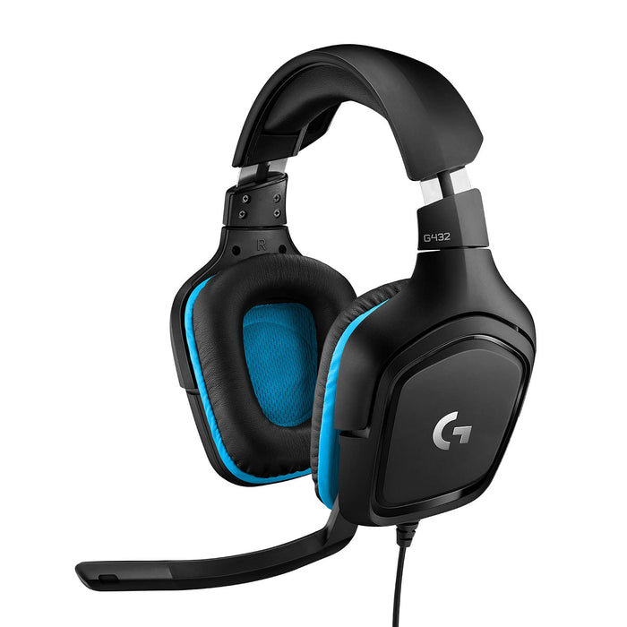 Logitech G432 Gaming Headset Leatherette Zestaw Słuchawkowy Do Gier, 7.1 Surround Sound, Skórzana Poduszka Uszna, Pc/Mac/Ps4/Xbox One/Nintendo Switch/Tablet/Smartphone - Czarny,981-000770
