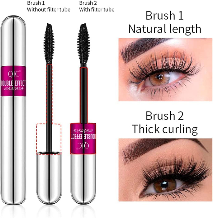 Lash Cosmetics Vibely Tusz do rzęs, Podwójnie zakończony 4D Silk Fibre Lash Tusz do rzęs, 2 w 1 Thrive Mascara dla naturalnego efektu wydłużenia i pogrubienia Wodoodporny (Czerwona rurka)