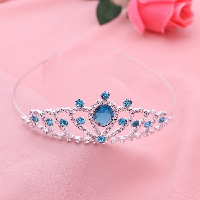 HEALLILY Dzieci Dziewczyny Korona Hearts Tiara Urodziny Elegancka Księżniczka Korona Jewelries Akcesoria Do Włosów Dla Gilrs (Niebieski)