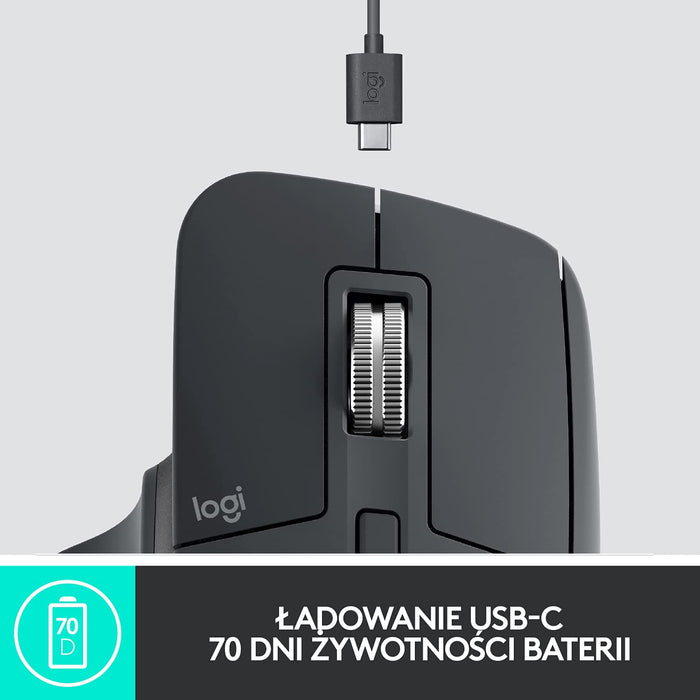 Logitech Mx Master 3 Advanced Wireless Mouse, Seria Master Firmy Logitech, Pc/Mac - Grafit,910-005694