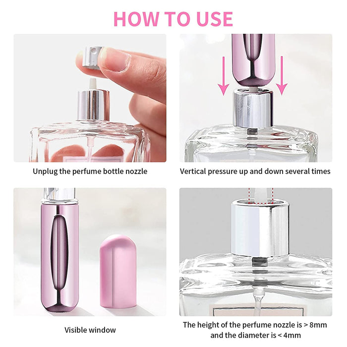 Spryskiwacz perfum, rozpylacz perfum do wielokrotnego napełniania, 6 szt. mini rozpylacz kieszonkowy, puste butelki w sprayu, 5 ml, podróżny rozpylacz perfum