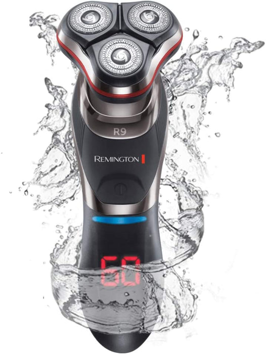 Remington golarka męska, elektryczna, rotacyjna, nasadka do stylizacji brody, wyświetlacz LED, golarka na mokro i na sucho, litowa, precyzyjny trymer, futerał do przechowywania , Ultimate R9 XR1570