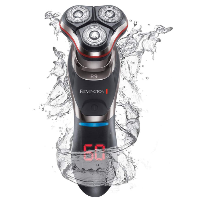 Remington golarka męska, elektryczna, rotacyjna, nasadka do stylizacji brody, wyświetlacz LED, golarka na mokro i na sucho, litowa, precyzyjny trymer, futerał do przechowywania , Ultimate R9 XR1570