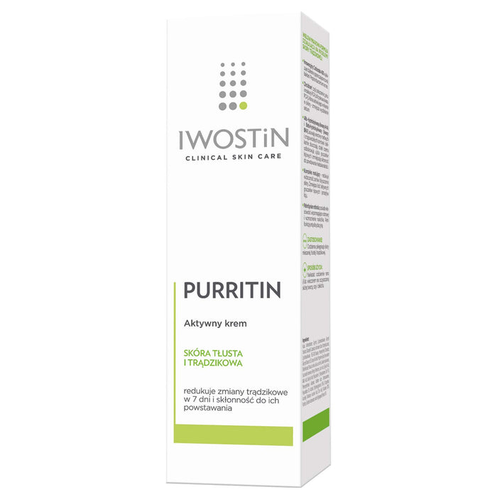 Iwostin Purritin Aktywny Krem - Skóra Trądzikowa, Tłusta, Mieszana 40 ml