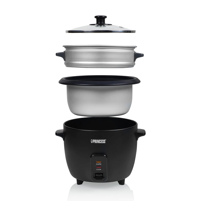 Ryżowar Princess 271936 - czarna matowa obudowa - pojemność 1L - do pięciu porcji