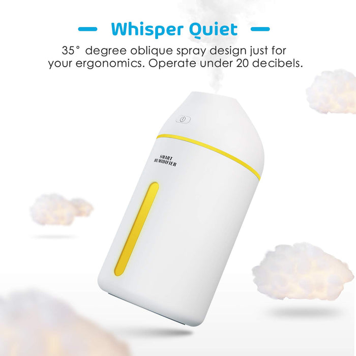 Meross Alexa Bezprzewodowy Nawilżacz, Inteligentny Ultradźwiękowy Nawilżacz USB, 8H Czas Pracy, Regulowany Kolor, dla Domu, Biura i Samochodu, 320ML Kompatybilny z Alexa, Google Assistant