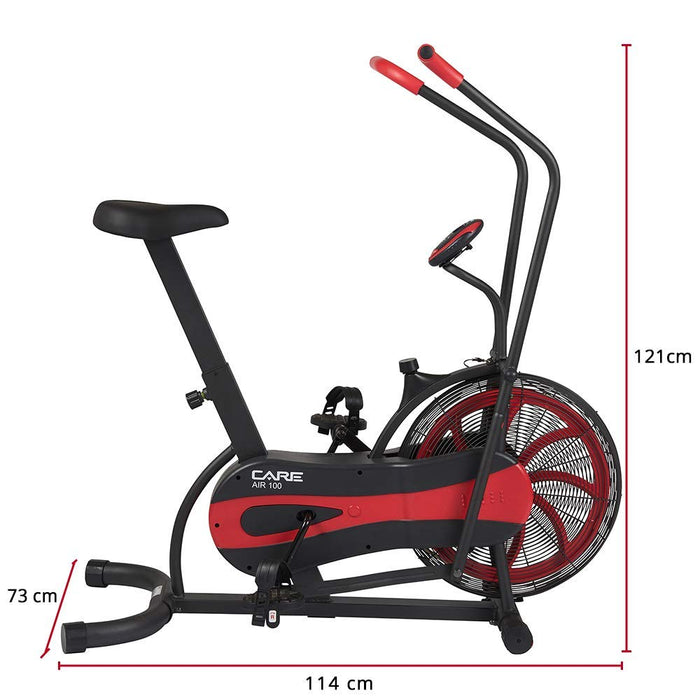 Care Fitness - Air Bike CA-700 - rower orbitrek z 6 programami treningowymi - eliptyczny rower wewnętrzny z oporem powietrza - ekran LCD - urządzenie fitness do domu