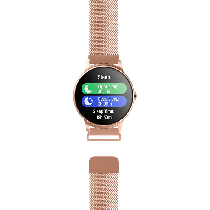 Forever smartwatch ForeVive 2 SB-330 inteligentny zegarek, dwie bransoletki, wodoodporność IP68, monitor aktywności, powiadomienia, menu j. polski (Różowe złoto)