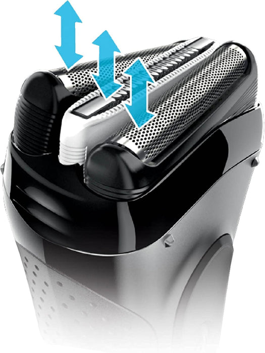 Braun Seria 3 Proskin 3040S Golarka Elektryczna, Czarny/Niebieski, 1 Sztuka