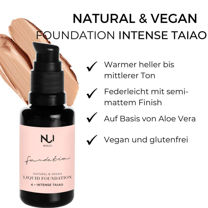 NUI Cosmetics Natural Foundation INTENSE TAIAO to ciepły, średnio jasny odcień.