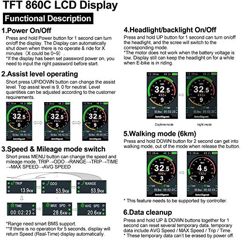 Forbestcy Ebike zamiennik jednostki sterującej wyświetlaczem LCD 500C P850C 860C 750C-ble DPC18 zapasowa 5-pinowa wtyczka żeńska do Bafang BBS01 BBS02 BBSHD zestaw silnika (protokół Com.UART)