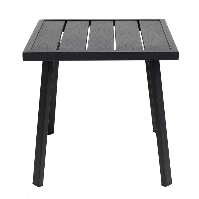 C-Hopetree Mały metalowy stolik pomocniczy do użytku na zewnątrz, kwadratowy, czarny