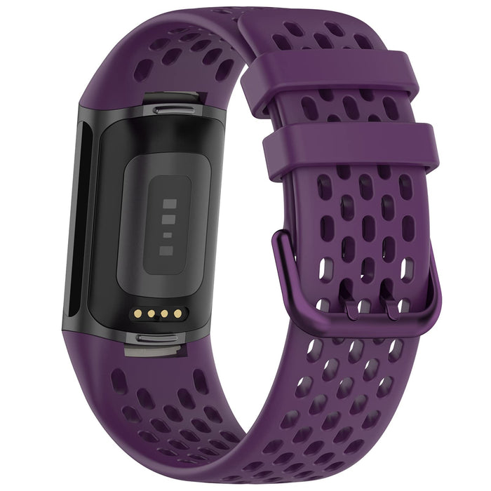 TopPerfekt Paski sportowe zgodne z paskiem Fitbit Charge 5, regulowane, oddychające, miękkie, silikonowe, sportowe, zapasowe, opaska na rękę, bransoletka do trackera aktywności Charge 5, uniseks