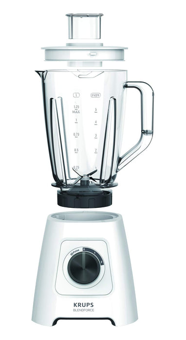 Krups KB4201 Blendforce mikser stojący | 600 W | pojemnik z tworzywa sztucznego 2 noże | 2 prędkości + funkcja pulsacyjna | funkcja Ice Crush | technologia "Smart-Lock" | kolor biały
