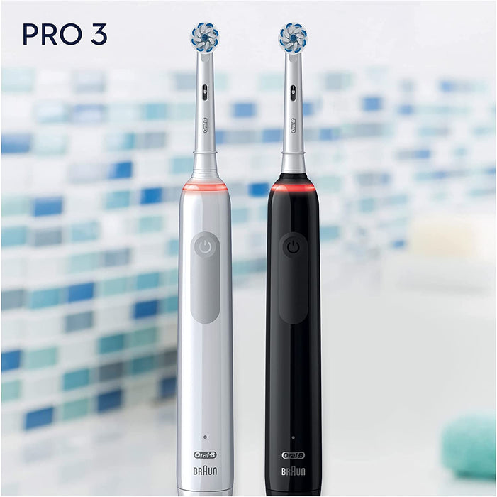 Oral-B Pro 3 3900 Szczoteczka Elektryczna , Czarny/Biały, 2 Sztuki