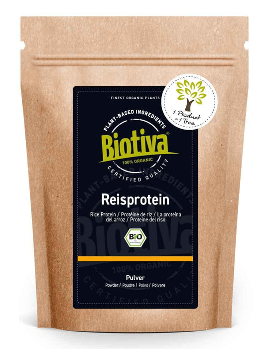 Biotiva Białko ryżowe bio 80% białko 1 kg – wegańskie źródło białka – bez dodatków – wolne od glutenu, soi i laktozy – najwyższa jakość ekologiczna – napełniane i kontrolowane w Niemczech (DE-ÖKO-005)
