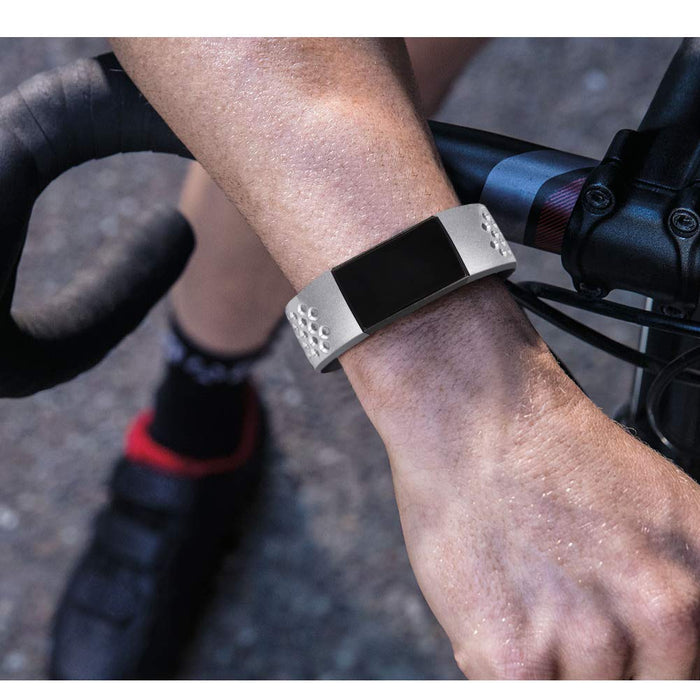 RIOROO Pasek kompatybilny z Fitbit Charge 3 / Charge 4 pasek dla kobiet i mężczyzn, oddychający, sportowy, silikonowy zamiennik opaski (bez trackera), S/L