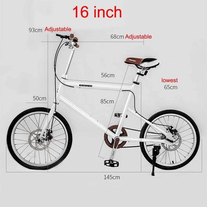 Rowery dziecięce rower podróżny dla dorosłych dziecięcy outdoorowy rower szosowy rower rower studencki biały czarny aluminiowy rower (kolor: biały, rozmiar: 16 cali)