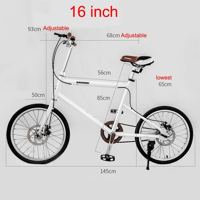 Rowery dziecięce rower podróżny dla dorosłych dziecięcy outdoorowy rower szosowy rower rower studencki biały czarny aluminiowy rower (kolor: biały, rozmiar: 16 cali)