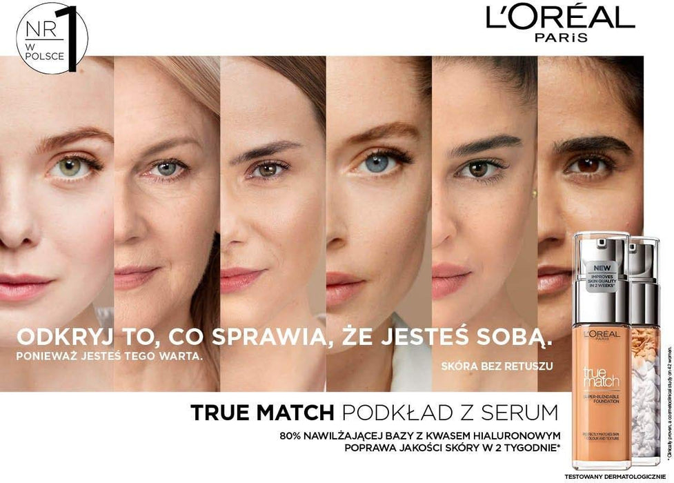 L'Oréal Paris True Match trwały podkład do twarzy w płynie, pielęgnujący z kwasem hialuronowym, SPF 17, 3.N Beige Creme, 30 ml