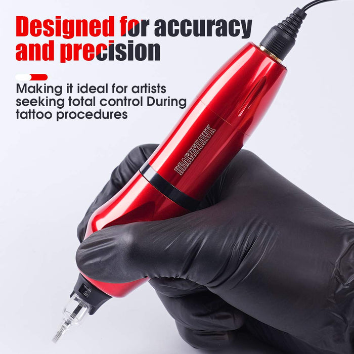 Dragonhawk Tattoo Machine Pen Rotary Tattoo Gun RCA Cord for Liner and Shader Red Color