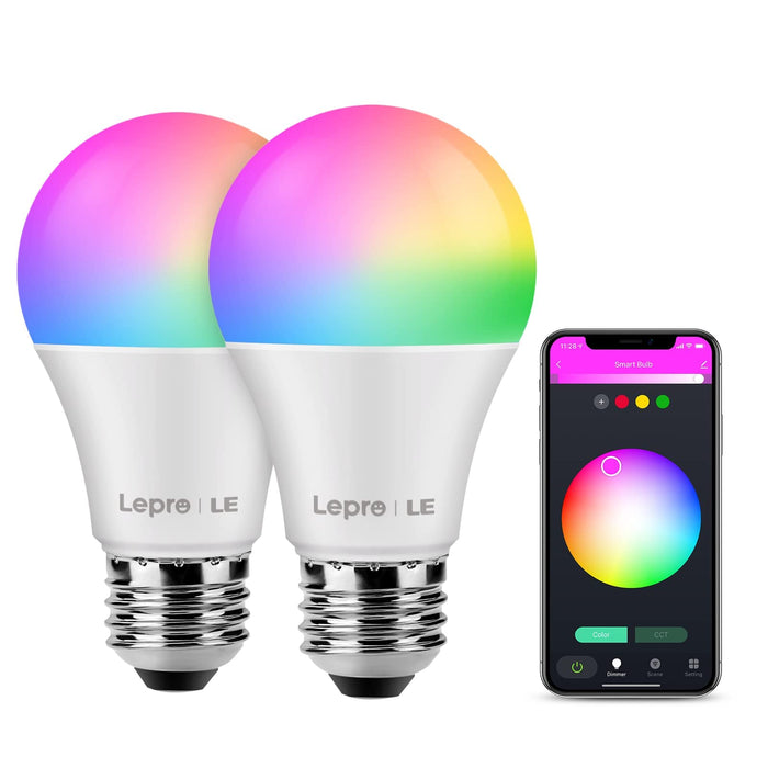 LEPRO Żarówka Alexa E27, inteligentna żarówka E27, Alexa Brine, inteligentna lampa LED, Wi-Fi, 9 W, 806 lm, WiFi, ściemniana żarówka, 2700-6500 K, sterowanie za pomocą aplikacji kompatybilna z Alexa Echo, Google Home, 2 sztuki