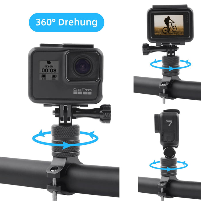 VKESEN Aluminiowy uchwyt rowerowy na kamerę sportową, na kierownicę, uchwyt na aparat fotograficzny 360 stopni, uchwyt do GoPro Hero 9 8 7 i innych kamer sportowych