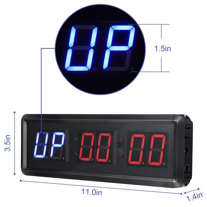 Kacsoo Wielofunkcyjny timer fitness LED Gym Timer stoper z pilotem zdalnego sterowania, zegar odliczający/up w Mints Secs, do treningu w studiu fitness w domu, w zestawie uchwyty ścienne