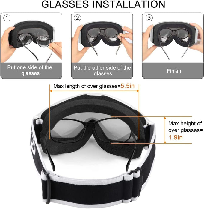 findway Gogle narciarskie, snowboardowe, dla osób noszących okulary, dla mężczyzn i kobiet, dla dorosłych, młodzieży, ochrona przed promieniowaniem UV, kompatybilne z kaskiem, sferyczne, lustrzane