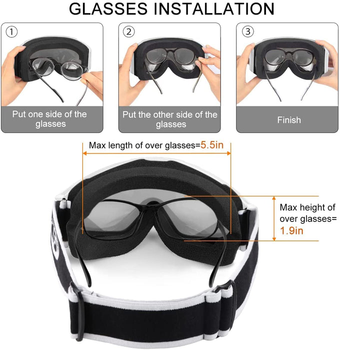 findway Gogle narciarskie, snowboardowe, dla osób noszących okulary, dla mężczyzn i kobiet, dla dorosłych, młodzieży, ochrona przed promieniowaniem UV, kompatybilne z kaskiem, sferyczne, lustrzane