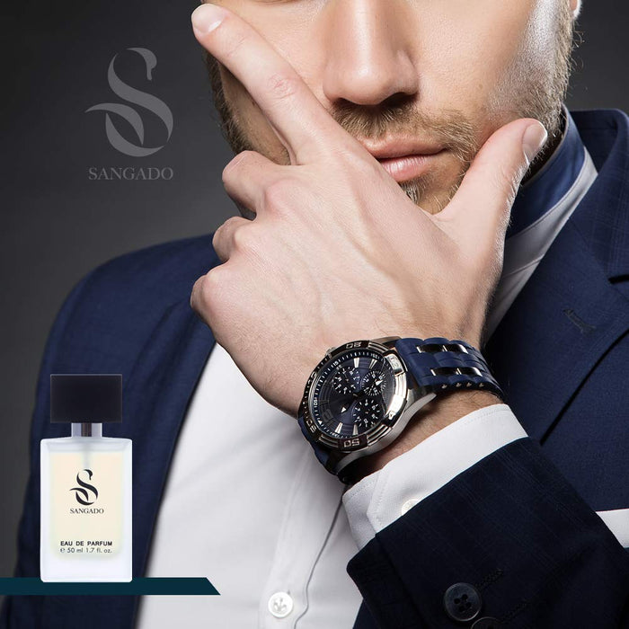 SANGADO Atlantis Perfume for Men, 8-10 hours long-Lasting, Luxury smelling, Chypre Fruity, Fine French Essences, Extra-Concentrated (Eau de Parfum), Classy, Seductive, Ideal Gift for Men, 50 ml Spray