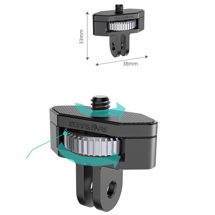 Hensych Uniwersalny metalowy adapter 1/4 cala, obrót 360, regulowany adapter ze stopu aluminium, konwerter złącza transferowego do kamery OSMO Pocket 2/Insta360 One X2/X/SLR itp