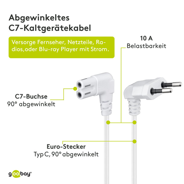 Goobay 97356 Kabel Euro, Biały, 3 m