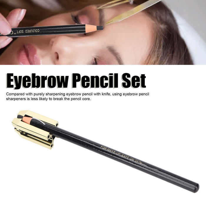 Sonew Zestaw Kolorów do Brwi 5 Sztuk Ołówek do Brwi + 4 w 1 Kaczy Dziób Temperówka do Makijażu Brwi Kosmetyczne Narzędzia do Kształtowania(Czarna kredka do brwi)