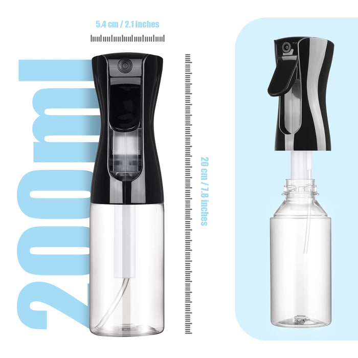 Creamify Butelki z rozpylaczem do wody (200 ml) butelka z rozpylaczem do włosów, ciągła, drobna mgiełka do stylizacji włosów, czyszczenia, ogrodnictwa, domu