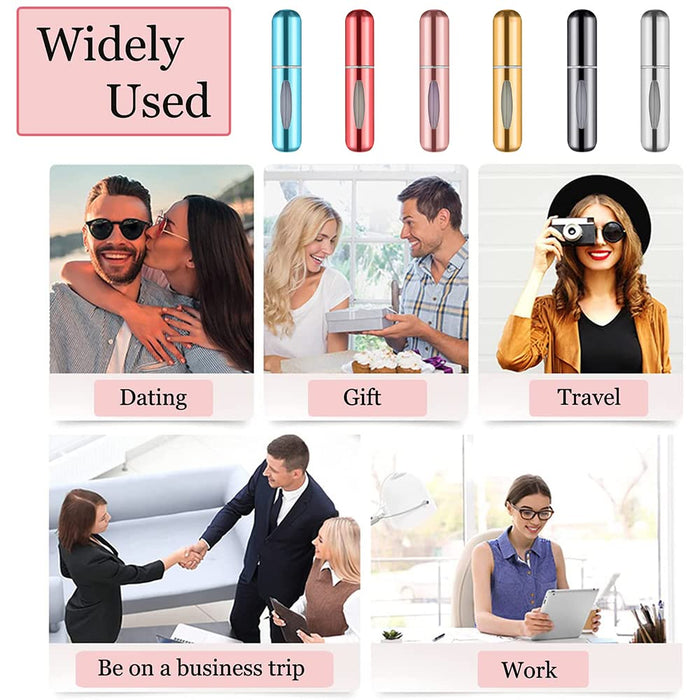 Spryskiwacz perfum, rozpylacz perfum do wielokrotnego napełniania, 6 szt. mini rozpylacz kieszonkowy, puste butelki w sprayu, 5 ml, podróżny rozpylacz perfum