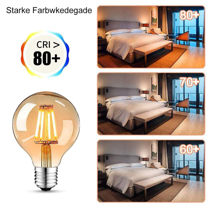 Żarówka Edison w stylu vintage, lampa LED Edison, ciepła biel, E27, 4 W, 2700 K, retro, antyczna żarówka, 470 lumenów, idealna do oświetlenia nostalgicznego i retro w rodzinie, hotelu, baru itp., 6 sztuk