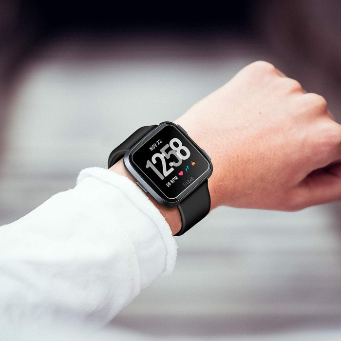 Seltureone 2 sztuki silikonowych pasków zastępczych kompatybilny z Fitbit Versa 2 / Versa Lite/Versa, uniseks, kolor pełny, szary, granatowy, czerwone wino, piaskowo-różowy