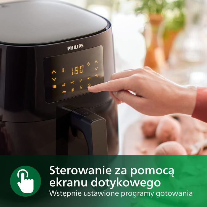 Philips Essential Airfryer XL - Misa 6,2 l, Frytownica bez oleju, Technologia Rapid Air, Ekran dotykowy, Aplikacja NutriU z przepisami (HD9270/90)
