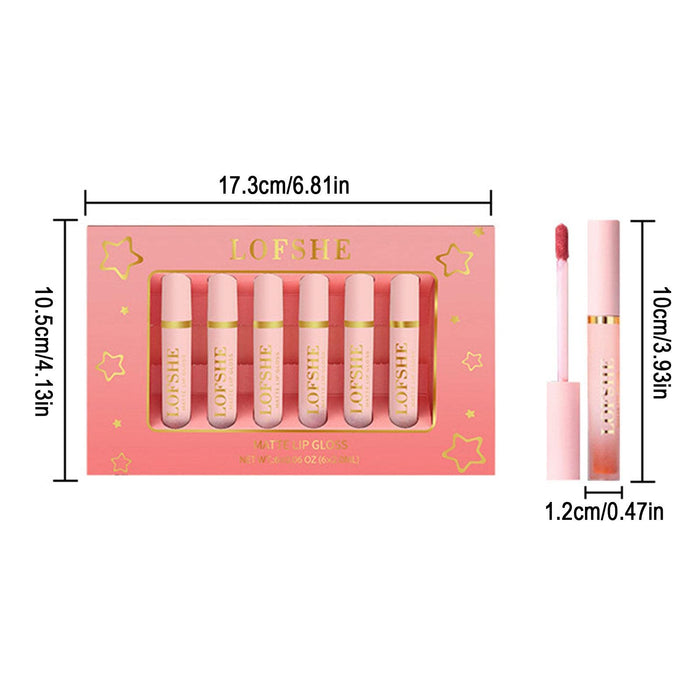 HJKJ Zestaw pomadek do ust, 6 kolorów, długo utrzymujący się zestaw błyszczyków do ust – wodoodporny makijaż ust, nawilżający, nieprzywierający zestaw do ust, zestaw upominkowy dla kobiet