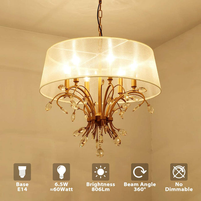 LVWIT Żarówka LED E14, E14, żarówka Retrofit Classic, 6 W, 806 lumenów, zastępuje 60 W, 2700 K, ciepła biel, filament lampy, szkło, nieściemnialne, 3 lata gwarancji (opakowanie 6 szt.)