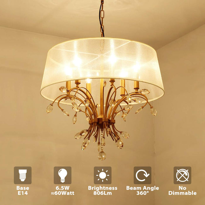 LVWIT Żarówka LED E14, E14, żarówka Retrofit Classic, 6 W, 806 lumenów, zastępuje 60 W, 2700 K, ciepła biel, filament lampy, szkło, nieściemnialne, 3 lata gwarancji (opakowanie 6 szt.)
