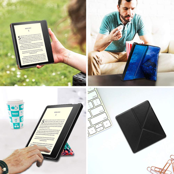 Fintie Pokrowiec kompatybilny z Kindle Oasis 10. generacji (model 2019) 9. generacji (model 2017) - [Seria Origami] Pokrowiec ochronny z funkcją stojaka i funkcją automatycznego usypiania / budzenia (* Czarny)