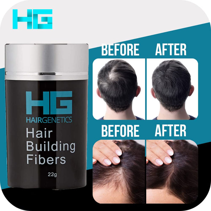 Hair Genetics® Advanced włókna keratynowe duże 22 g, naturalny gruby i strukturalny, profesjonalna jakość włókien, korektor wypadania włosów, dla mężczyzn i kobiet (ciemnobrązowy)