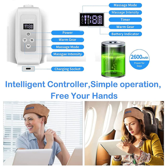 Electric Heated Head Massager Terapia ciśnieniowa terapia głowica skóry głowy Masager z 3 trybami do głębokiego śpiącego stresu opieki zdrowotnej