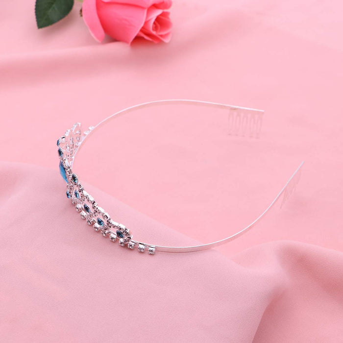 HEALLILY Dzieci Dziewczyny Korona Hearts Tiara Urodziny Elegancka Księżniczka Korona Jewelries Akcesoria Do Włosów Dla Gilrs (Niebieski)